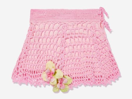 Selini Action Girls Knitted Flower Skirt in Pink Discount