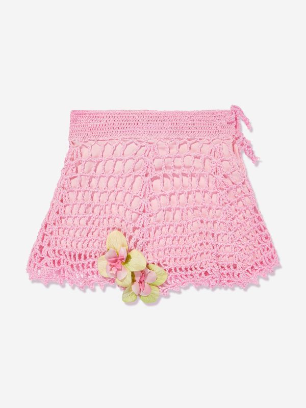 Selini Action Girls Knitted Flower Skirt in Pink Discount