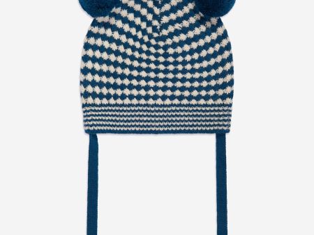 Boys Hazel Chunky Checker Hat in Blue Hot on Sale