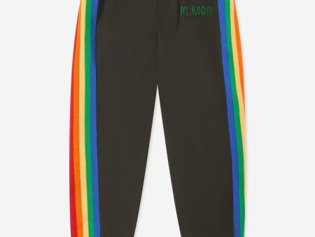 Mini Rodini Kids Rainbow Stripe Joggers in Black Online Sale