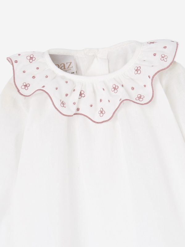 Baby Girls Embroidered Blouse in Ivory Supply