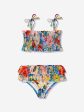 Zimmermann Girls Alight Shirred Frill Bikini in Blue Online Hot Sale