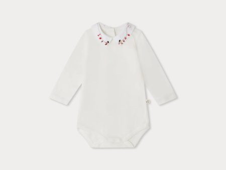 Baby Girls White Cotton Babysuit on Sale