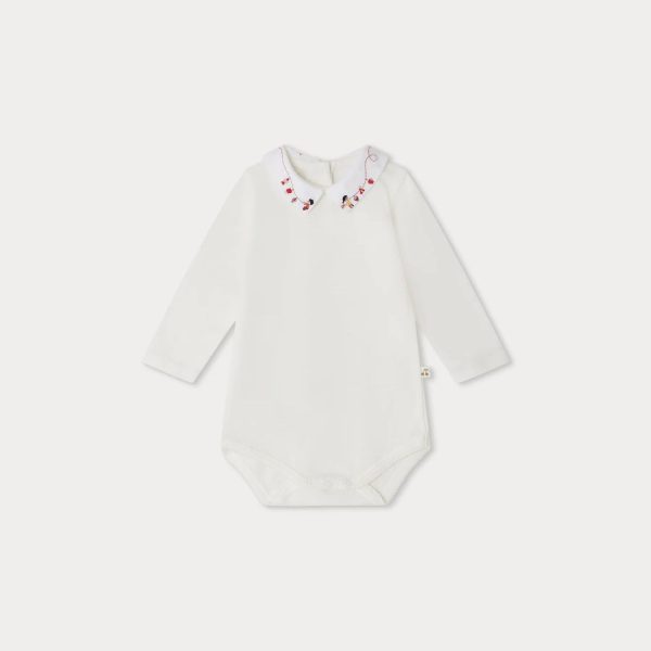 Baby Girls White Cotton Babysuit on Sale