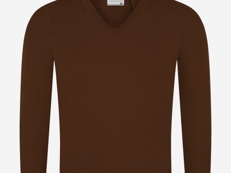 Zeco Kids School Knitted V-Neck Jumper in Brown For Cheap