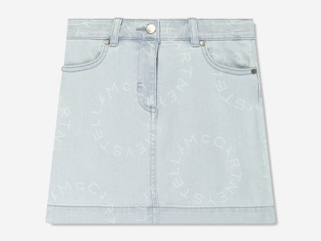 Stella McCartney Girls Denim Logo Skirt in Blue For Discount