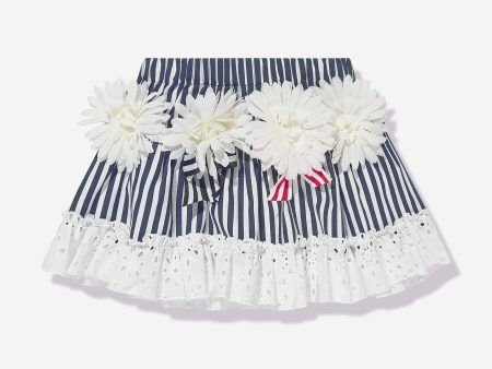 Selini Action Girls Striped Flower Skirt in Blue Hot on Sale