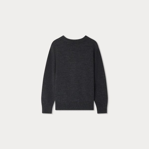 Girls Grey Jacquard Wool Sweater For Cheap