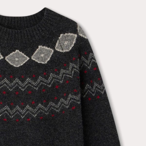 Boys Black Jacquard Wool Sweater Hot on Sale