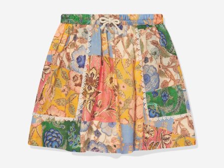 Zimmermann Girls Floral Patch Junie Skirt in Multicolour Online now