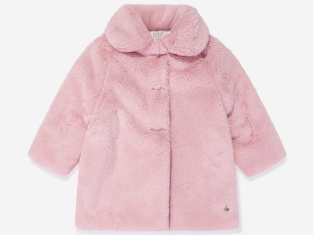 Girls Faux Fur Coat in Pink Discount