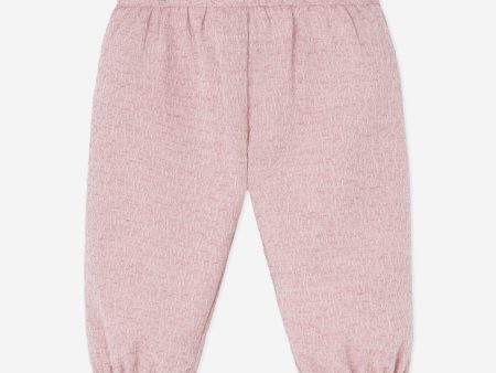 Baby Girls Cotton Trousers in Pink Online Sale