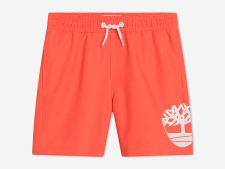 Timberland Boys Logo Swim Shorts in Orange Online