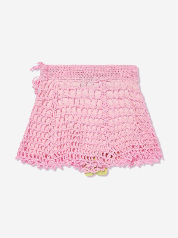 Selini Action Girls Knitted Flower Skirt in Pink Discount