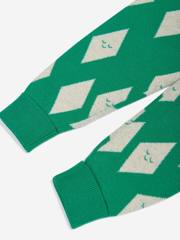 Kids Alden Diamond Knit Joggers in Green Sale