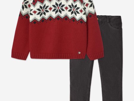 Baby Boys Trouser Set in Red Hot on Sale