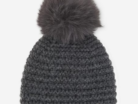 Baby Wool Knit Pom-Pom Hat in Grey Online now