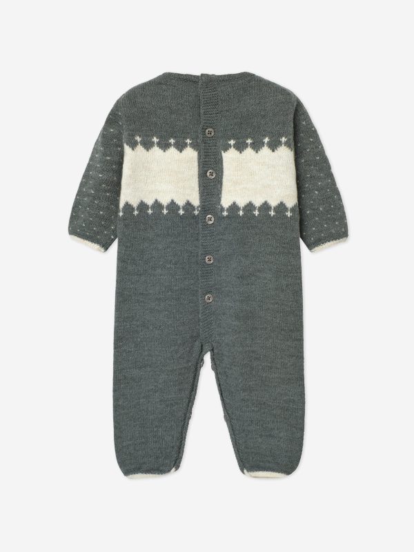 Baby Knitted Snowflake Romper in Grey Discount