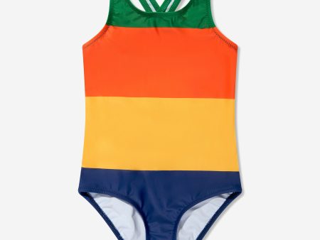 Mini Rodini Girls Striped Swimsuit in Multicolour Fashion