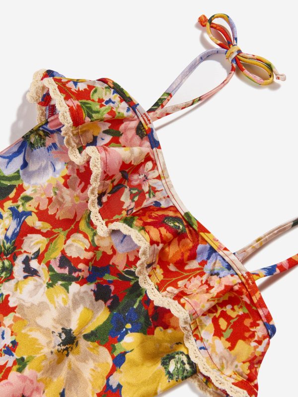 Zimmermann Girls Alight Trim Frill Swimsuit in Multicolour Supply