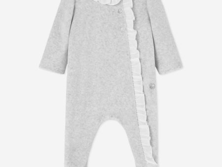 Baby Girls Frilly Babygrow in Grey Cheap