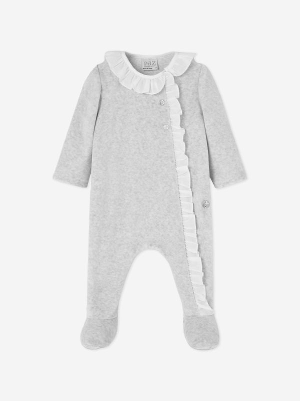 Baby Girls Frilly Babygrow in Grey Cheap