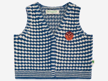 Boys Hawthorn Chunky Checker Waistcoat in Blue Fashion