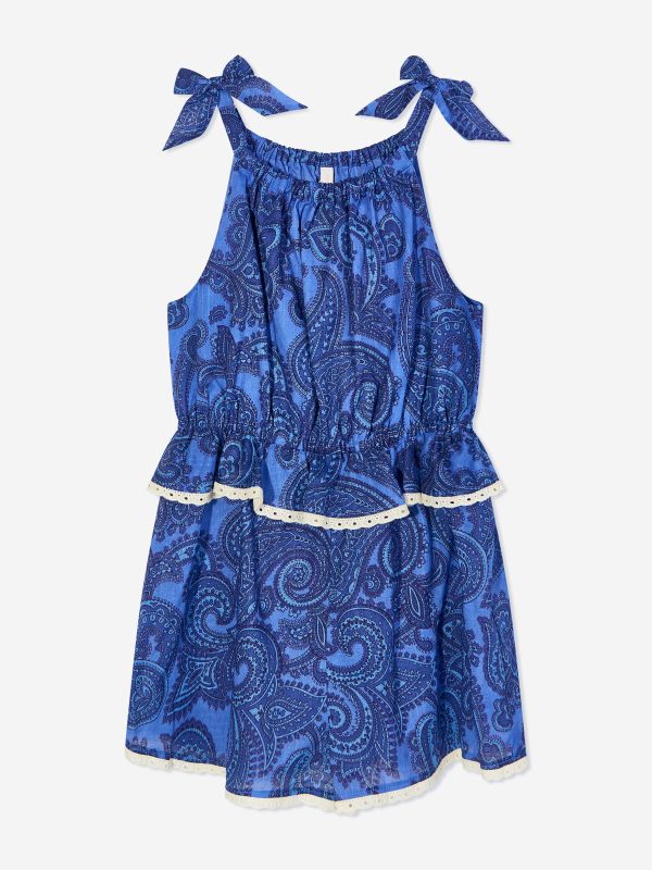 Zimmermann Girls Paisley Ottie Tie Playsuit in Blue Hot on Sale