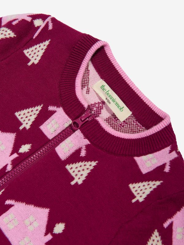 Girls Fir Cabin Knit Cardigan in Purple Online