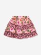 Selini Action Girls Floral And Leopard Print Skirt in Pink For Sale