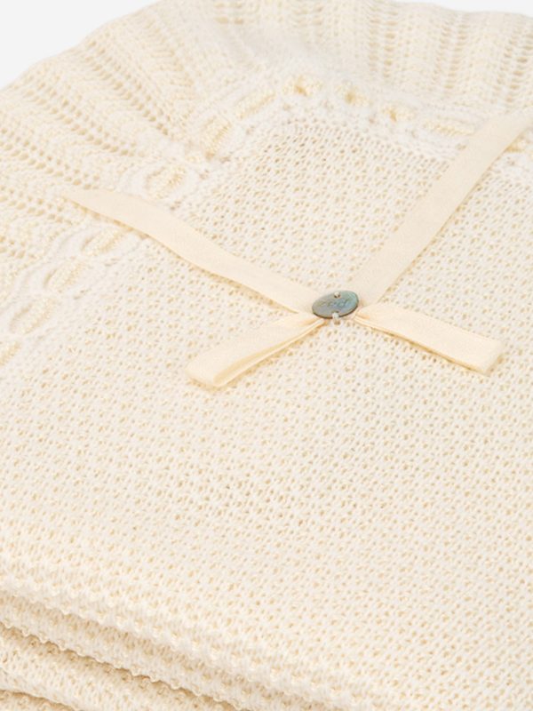 Baby Wool Knit Shawl in Ivory For Sale