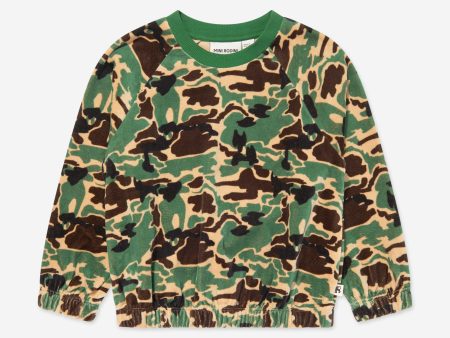 Mini Rodini Kids Camo Veloiur Sweatshirt in Green Sale