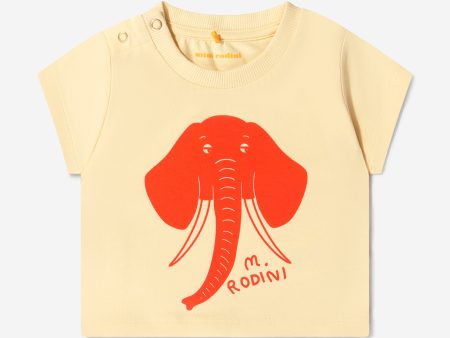 Mini Rodini Unisex Organic Cotton Elephant T-Shirt Cheap