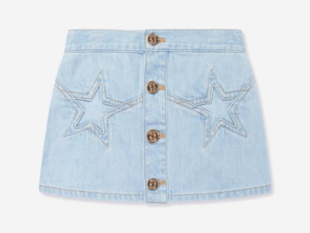 Versace Girls Star Denim Skirt in Blue Supply