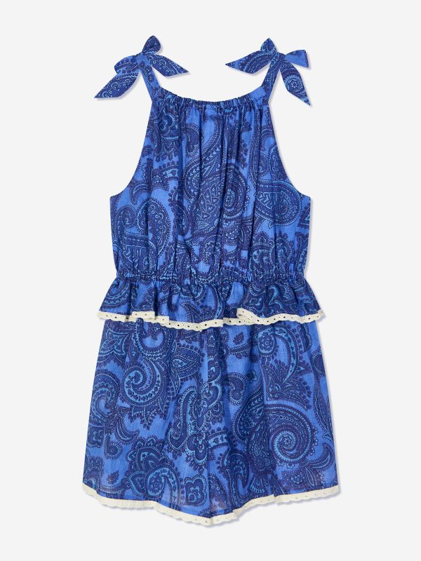 Zimmermann Girls Paisley Ottie Tie Playsuit in Blue Hot on Sale