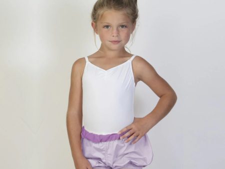 Girls White & Purple Ballet Shorts Cheap