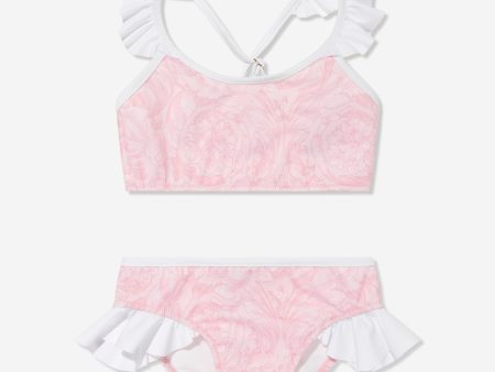 Versace Girls Barocco Print Bikini in Pink Online Hot Sale