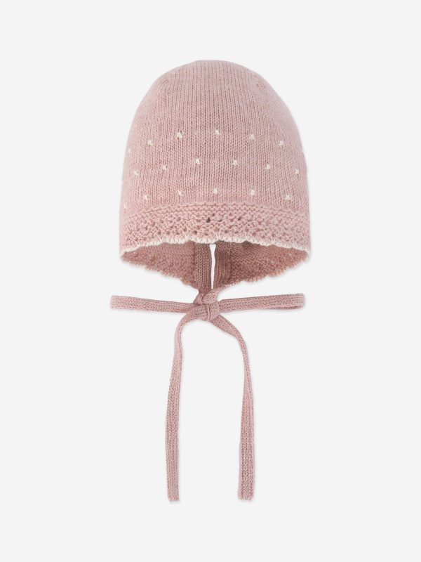 Baby Girls Cotton and Cashmere Bonnet in Pink Cheap