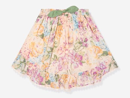 Zimmermann Girls Floral Halliday Flip Skirt in Multicolour Online Hot Sale