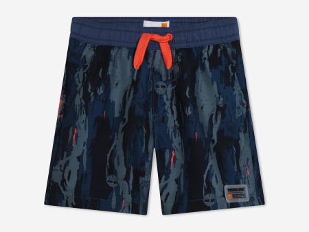 Timberland Boys Patterned Swim Shorts in Blue Online Hot Sale