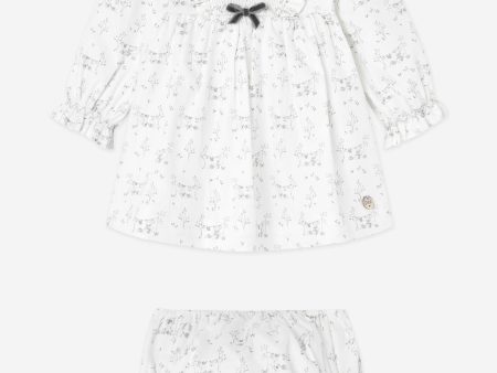 Baby Girls Cotton Dress With Bloomers in White Online