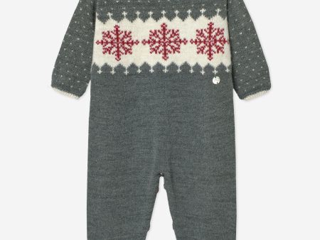 Baby Knitted Snowflake Romper in Grey Discount