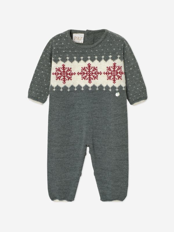 Baby Knitted Snowflake Romper in Grey Discount