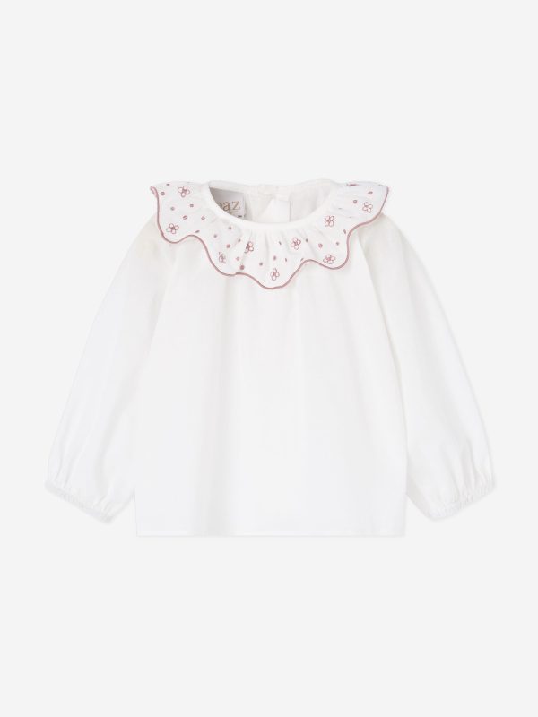 Baby Girls Embroidered Blouse in Ivory Supply