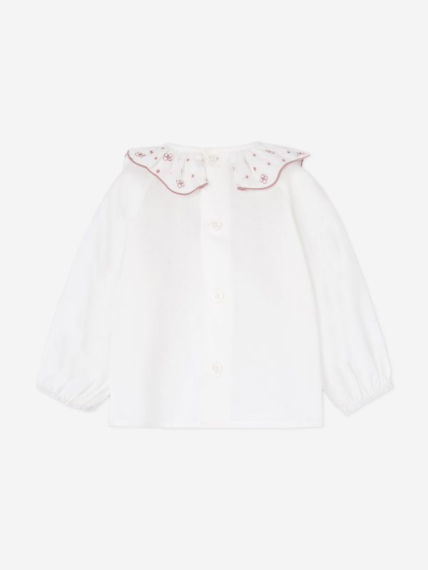 Baby Girls Embroidered Blouse in Ivory Supply