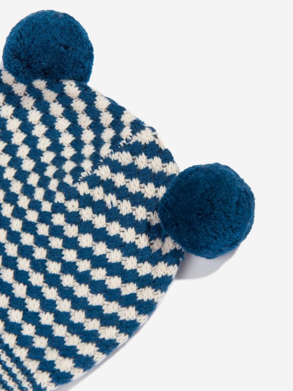 Boys Hazel Chunky Checker Hat in Blue Hot on Sale