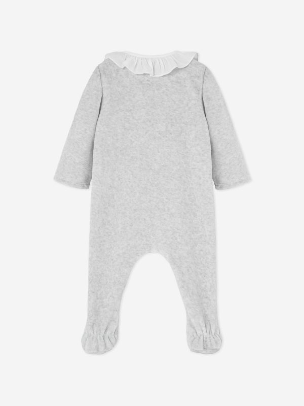 Baby Girls Frilly Babygrow in Grey Cheap