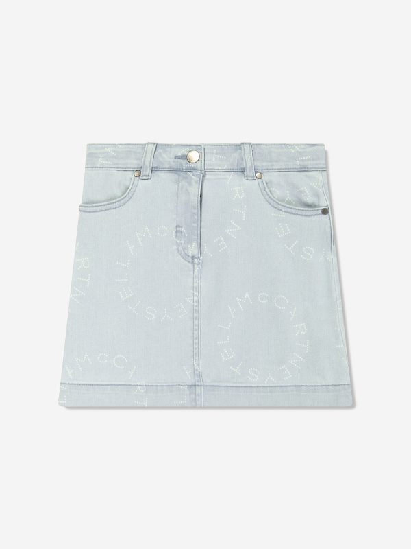 Stella McCartney Girls Denim Logo Skirt in Blue For Discount