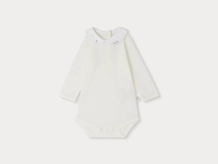 Baby Girls White Cotton Babysuit For Discount