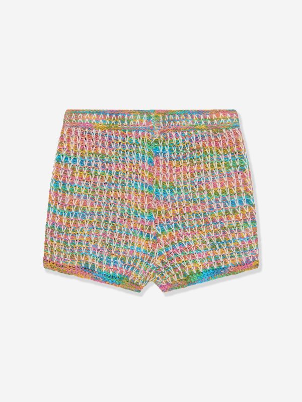 Zimmermann Girls August Textured Knit Shorts in Multicolour Fashion